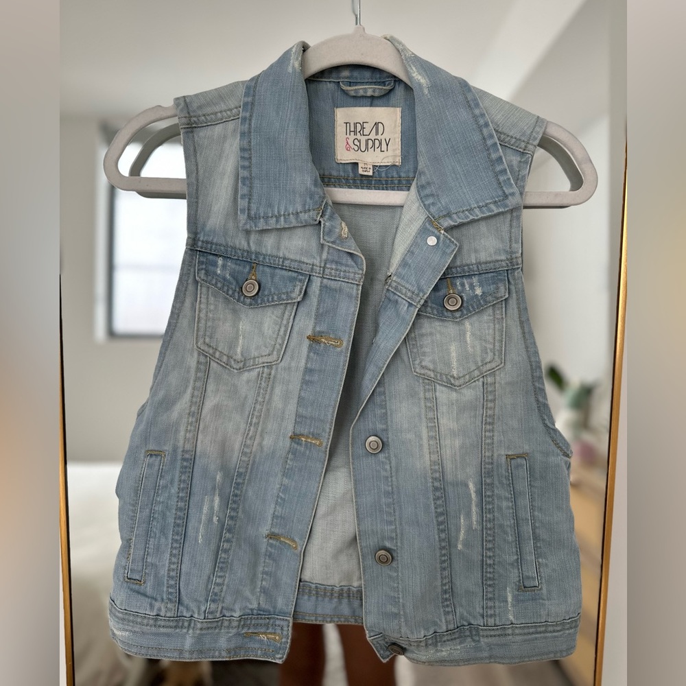 Thread and Supply Light Wash Denim Vest